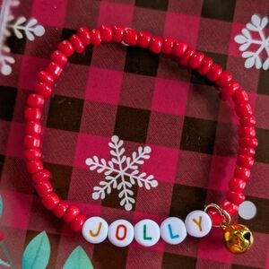 Christmas Red Beaded Stretch Bracelet